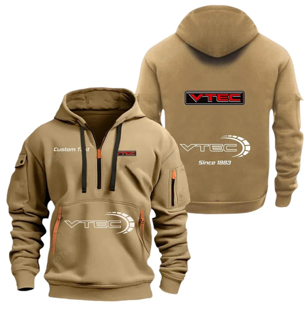 Track-Ready Car Hoodie Half Zipper, Everyday Fan Hoodie CAR052 -Khaki - Image 2