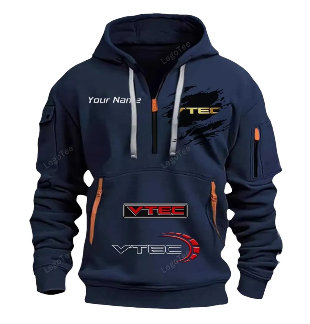 Track-Ready Car Hoodie Half Zipper, Sport Spirit Hoodie CAR113 - Navy - Image 2