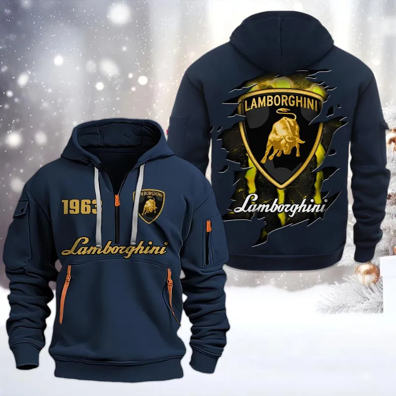 Track-Ready Supercar Hoodie Half Zipper, Casual Sport Half-Zip Hoodie CAR198 - Navy - Image 2