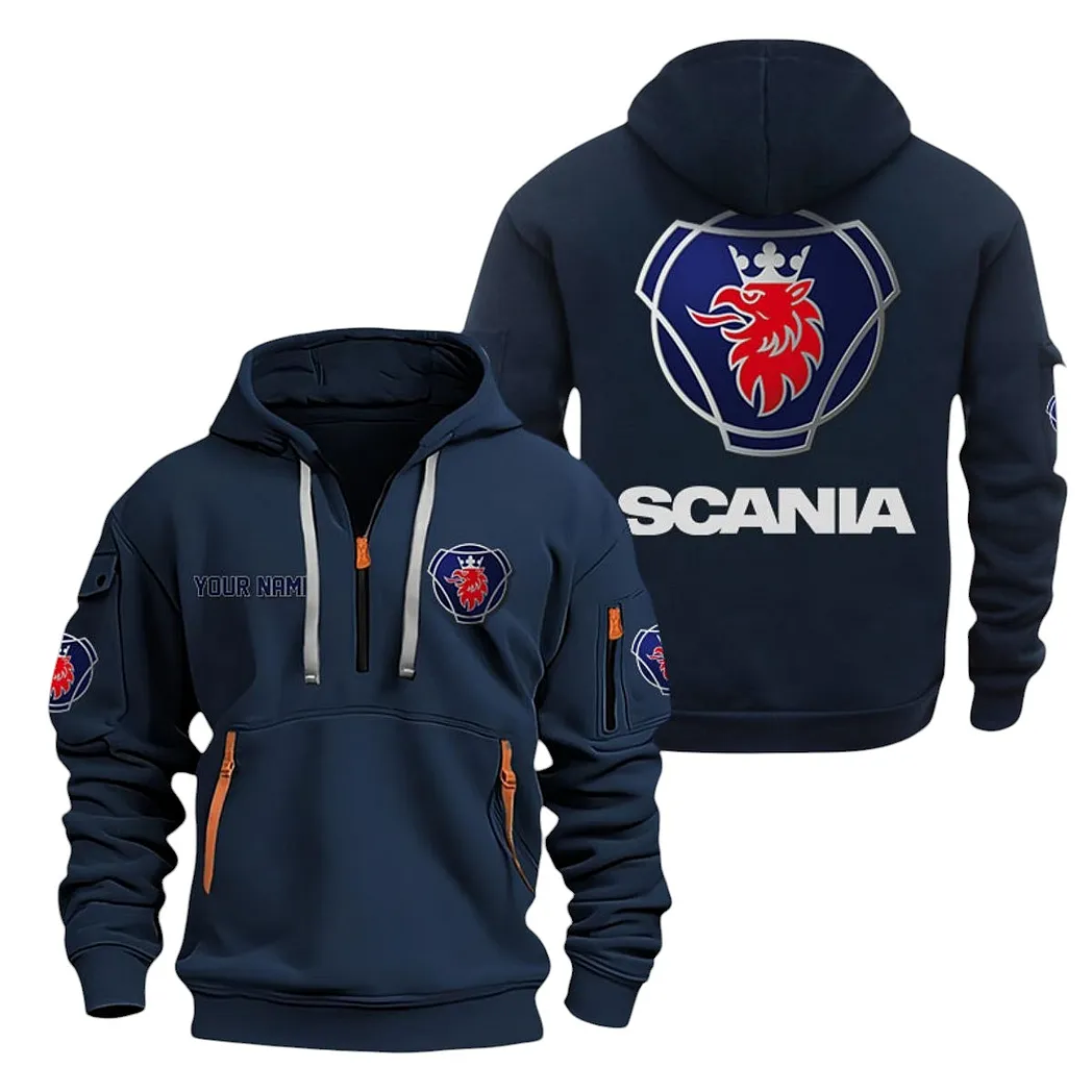 Tractor-Trailer Hoodie Half Zipper, Sport Spirit Hoodie CAR200 - Navy - Image 2