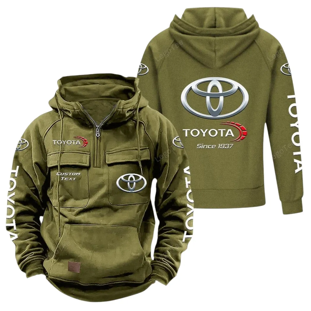Trail Explorer Tactical Quarter Zip Hoodie, Exclusive Logo Hoodie For Car Enthusiasts CAR960 - Army Green - Image 2