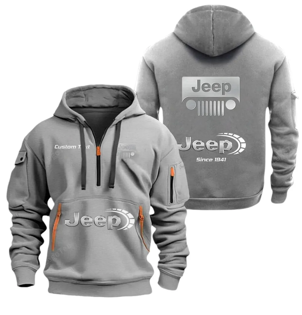 Trail-Ready SUV Hoodie Half Zipper, Sporty Fan Half-Zip Hoodie CAR052 -Gray - Image 2