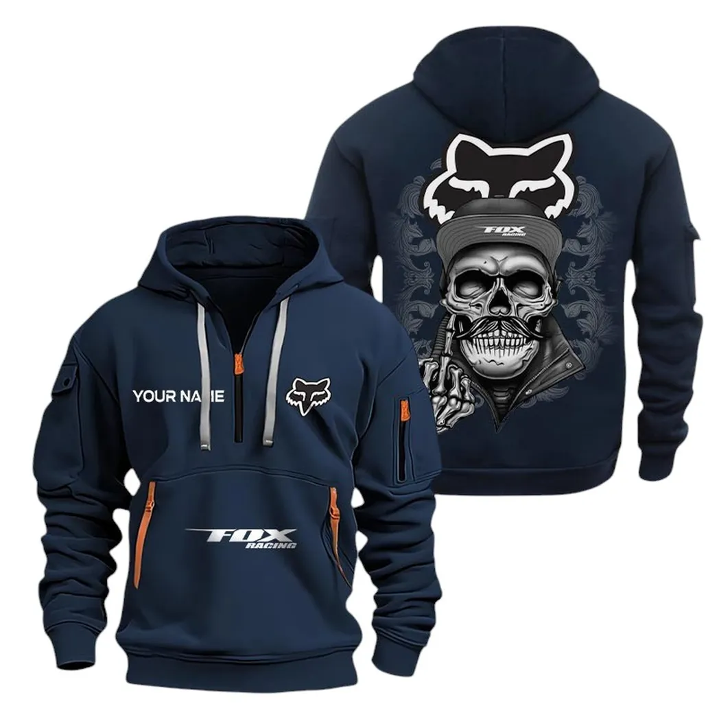 Trail Riding Outfit Hoodie Half Zipper, Fan Pride Half-Zip Hoodie CAR166 - Navy - Image 2