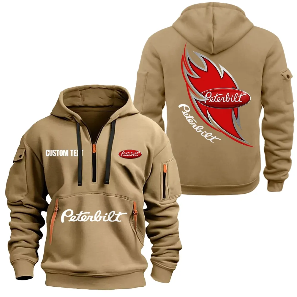 Transport Vehicle Hoodie Half Zipper, Casual Sport Half-Zip Hoodie CAR170 - Khaki - Image 2