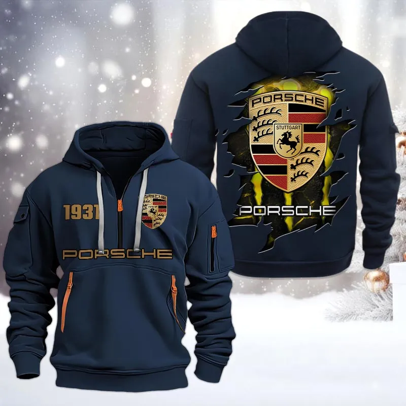 Turbo Sports Car Hoodie Half Zipper, Game Day Half-Zip Hoodie CAR198 - Navy - Image 2