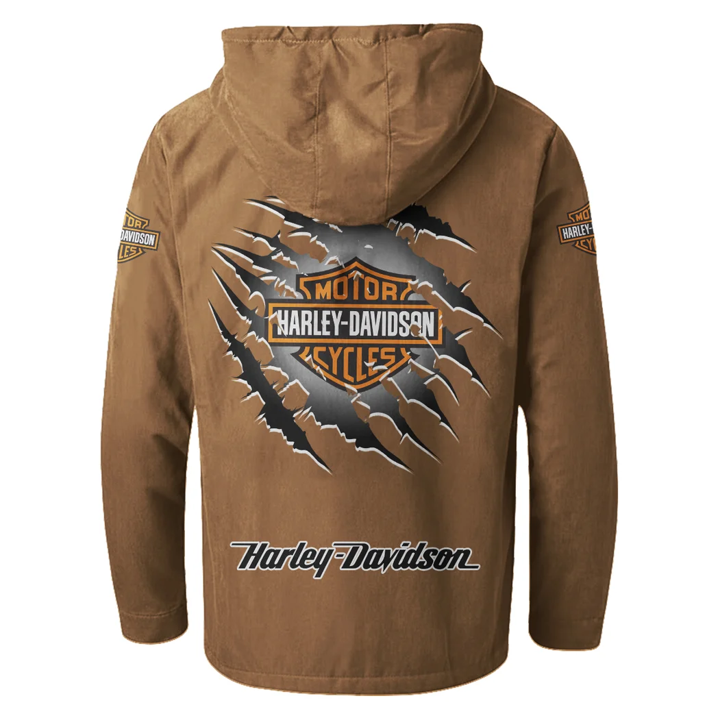 Two-Wheel Freedom Flannel Hoodie, Garage Life Hooded Flannel HVN1327HD - Camel - Image 4