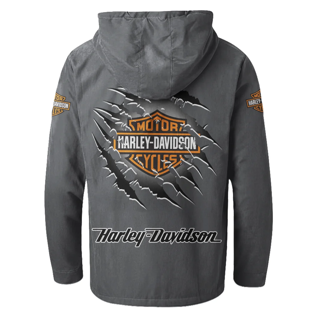 Two-Wheel Freedom Flannel Hoodie, Garage Life Hooded Flannel HVN1327HD - Gray - Image 4