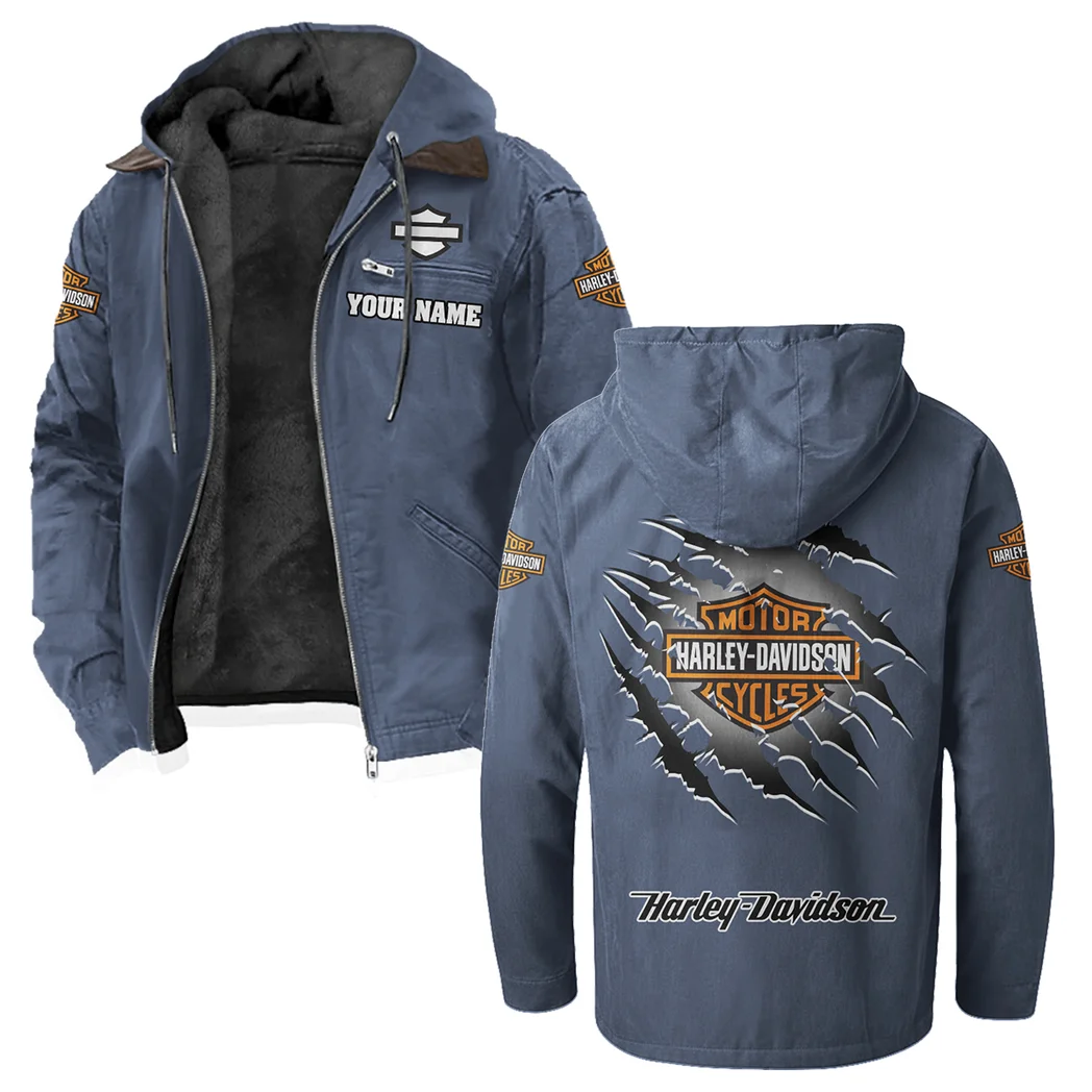 Two-Wheel Freedom Flannel Hoodie, Garage Life Hooded Flannel HVN1327HD - Navy Blue - Image 2