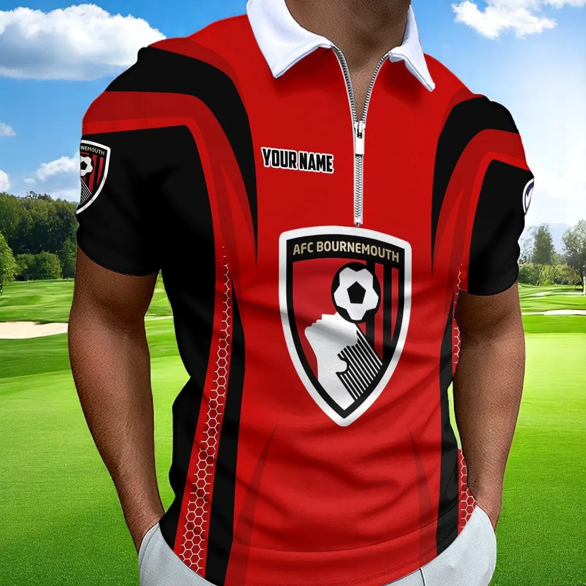 UK Soccer Club Zipper Polo Shirt, Athletic Fan Polo With Modern Style EPL320