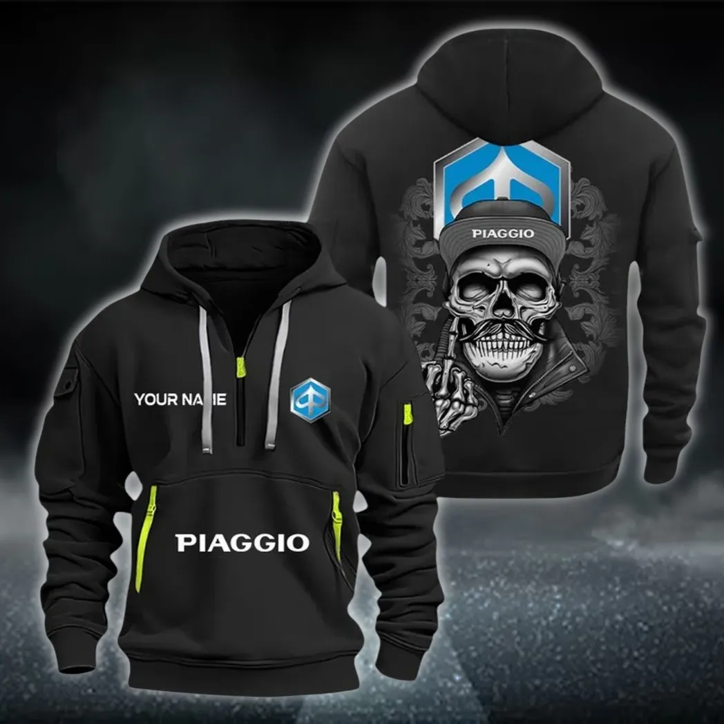 Urban Commuter Bike Hoodie Half Zipper, True Fan Hoodie CAR166 - Black