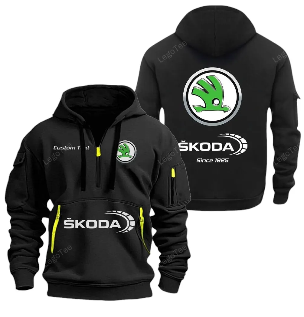 Urban Compact Auto Hoodie Half Zipper, Sport Spirit Hoodie CAR052 -Black - Image 2