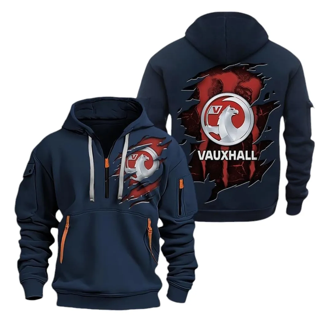 Urban Vehicle Hoodie Half Zipper, Supporter Style Half-Zip Hoodie CAR021 -Navy - Image 2