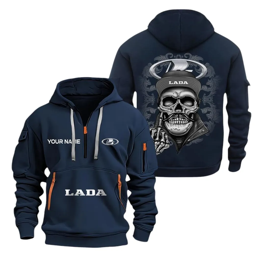 Urban Vehicle Hoodie Half Zipper, Supporter Style Half-Zip Hoodie CAR166 - Navy - Image 2
