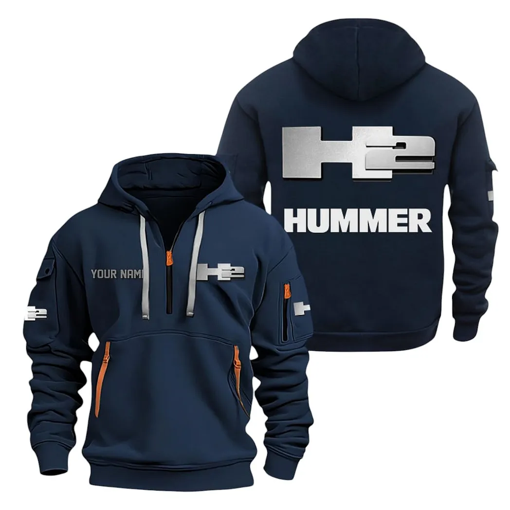 Utility Truck Hoodie Half Zipper, Fan Pride Half-Zip Hoodie CAR200 - Navy - Image 2