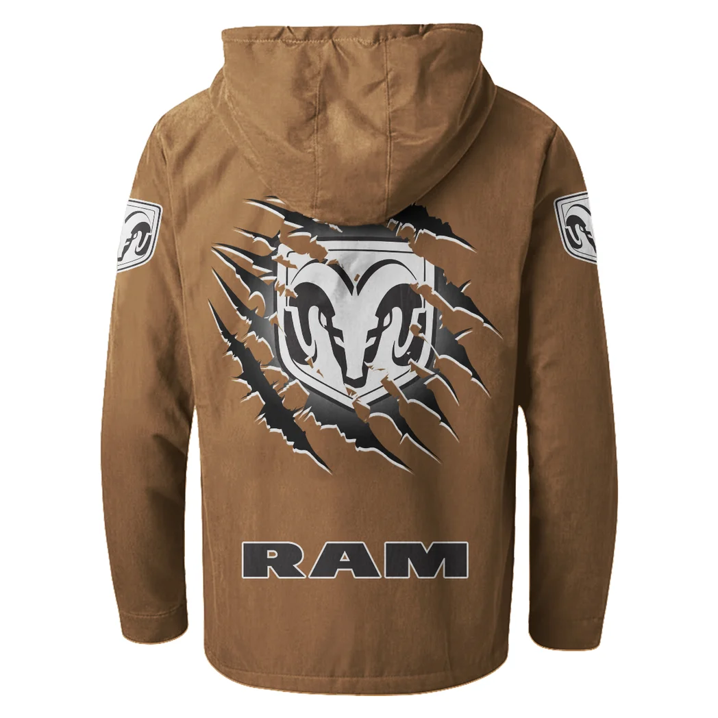 Utility Vehicle Flannel Hoodie, Streetwear Flannel for Drivers HVN1327RT - Camel - Image 4