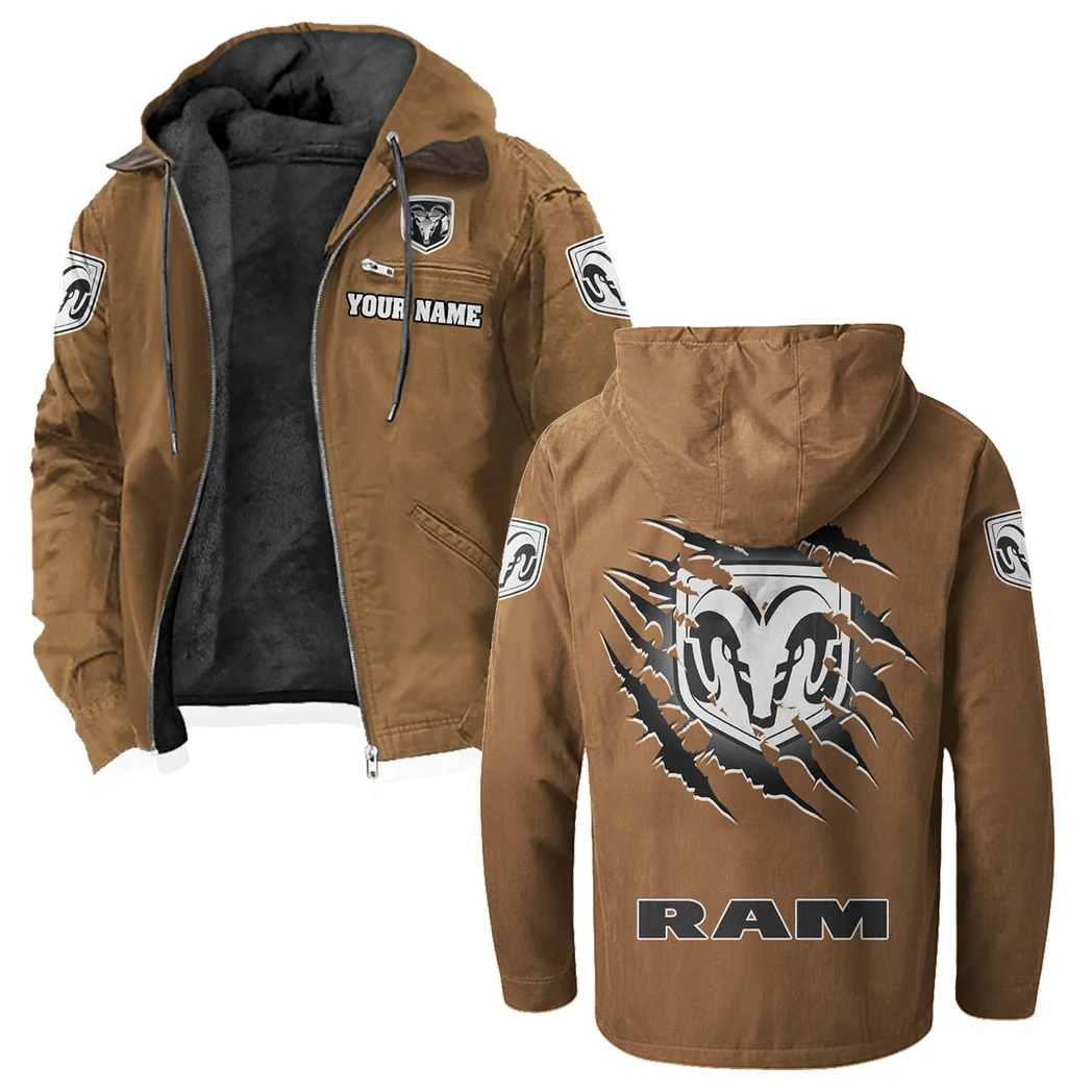 Utility Vehicle Flannel Hoodie, Streetwear Flannel for Drivers HVN1327RT - Camel - Image 2