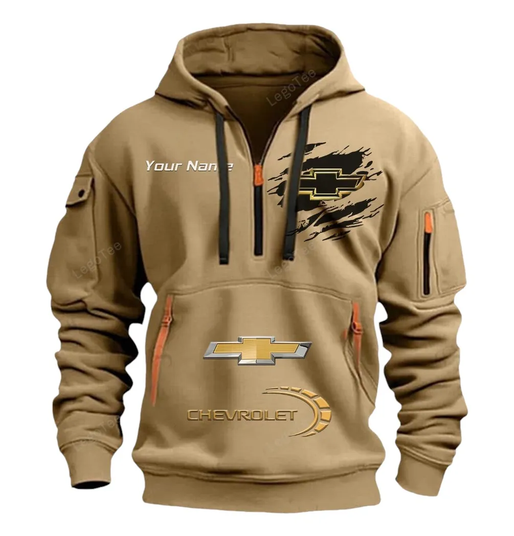 Utility Vehicle Hoodie Half Zipper, Fan Pride Half-Zip Hoodie CAR113 - Khaki - Image 2