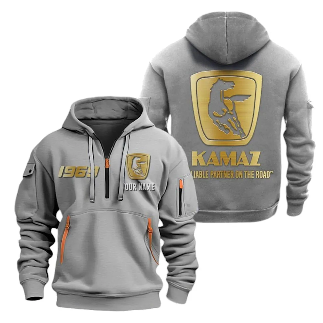 Utility Vehicle Hoodie Half Zipper, Warm Up Hoodie CAR019 -Gray - Image 2