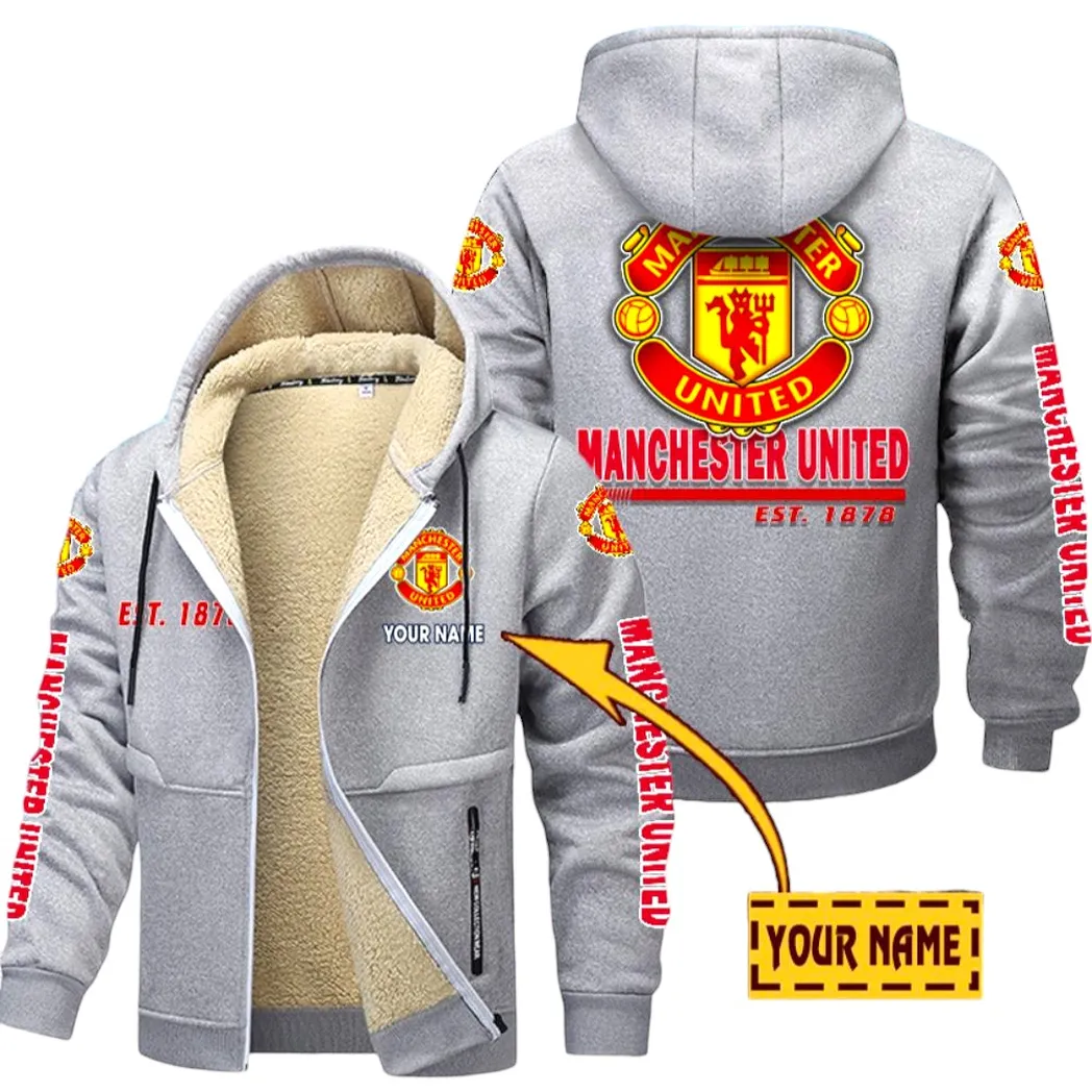 White Pride Crew Lamb Fleece Thick Coat, Stadium-Ready Fleece Style SPO052 - Light Gray