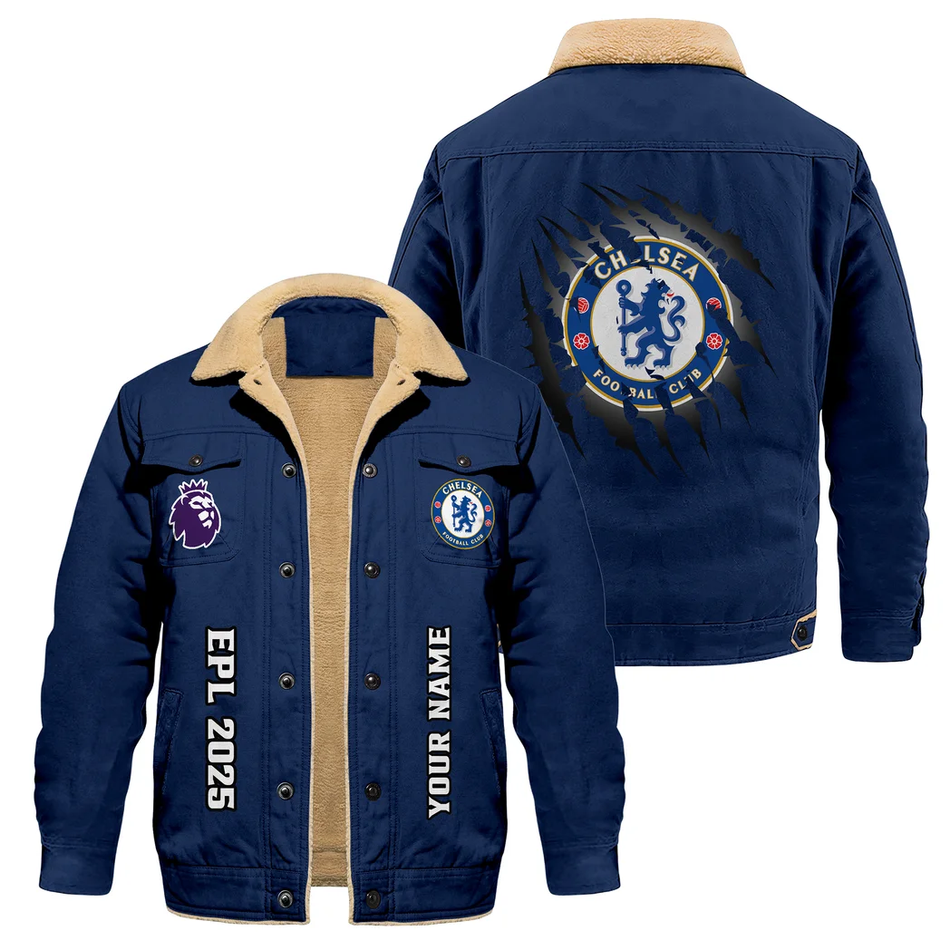 White Shirt Pride Jacket Fur Collar Fleece, Everyday Fan Lifestyle Jacket HVN1317CH - Deep Blue - Image 2
