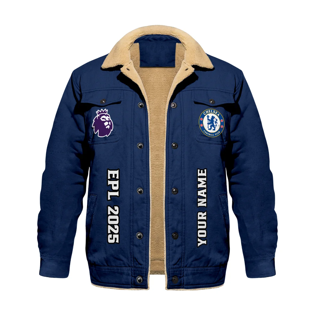 White Shirt Pride Jacket Fur Collar Fleece, Everyday Fan Lifestyle Jacket HVN1317CH - Deep Blue - Image 3