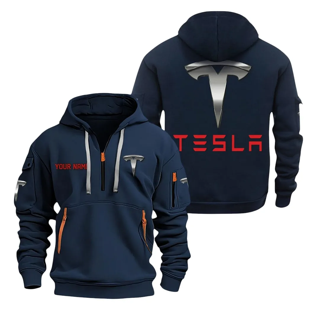 Zero-Emission Vehicle Hoodie Half Zipper, True Fan Hoodie CAR200 - Navy - Image 2