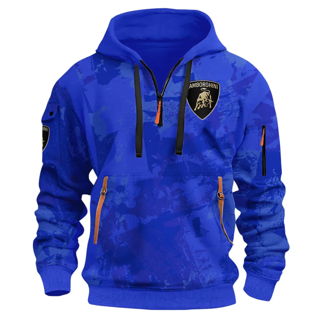 Iconic Supercar Ride Hoodie Half Zip 3D Print, Sporty & Casual Everyday Wear Hoodie CAR514 - Blue - Image 3