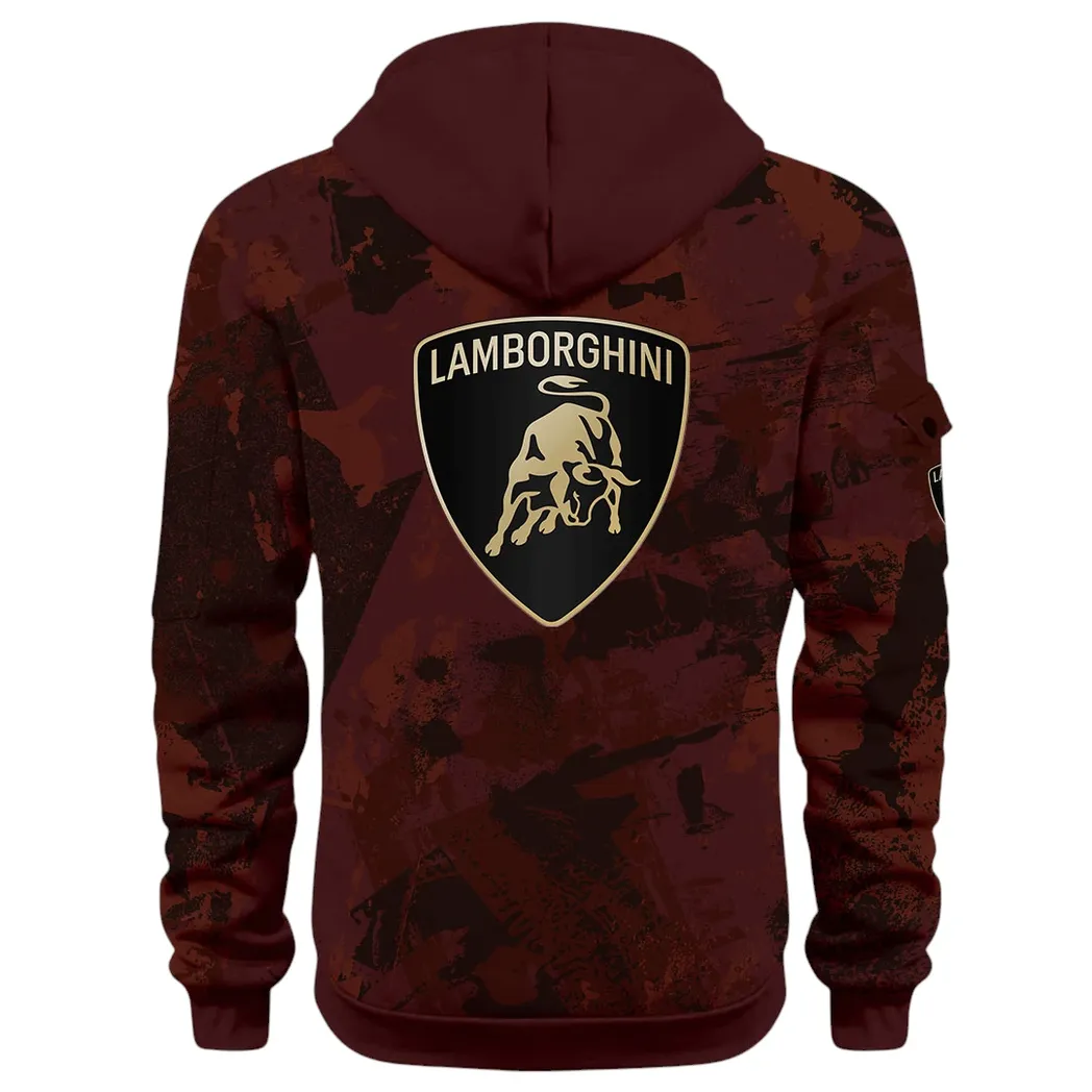 Iconic Supercar Ride Hoodie Half Zip 3D Print, Sporty & Casual Everyday Wear Hoodie CAR514 - Dark Red - Image 4