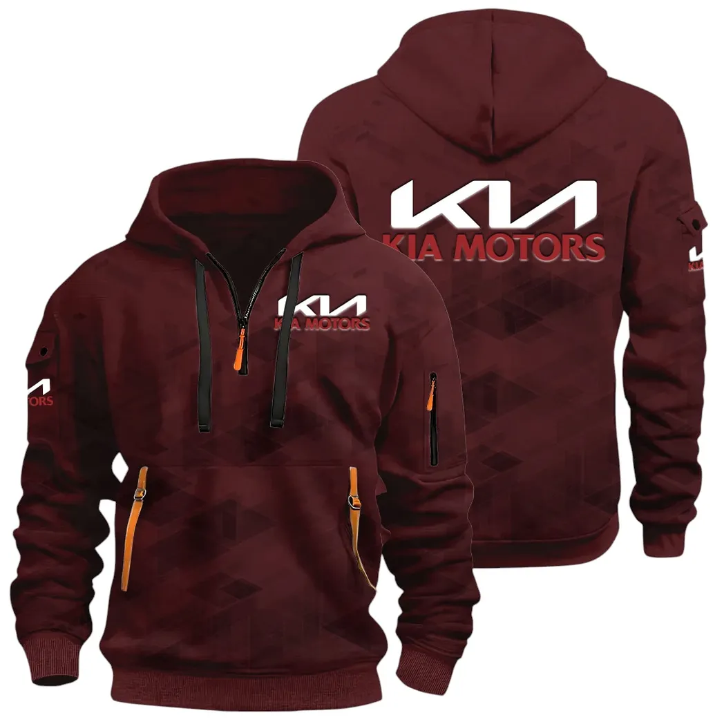 Reliable Automobile Hoodie Half Zip 3D Print, Sporty & Street-Ready Hoodie CAR514 - Dark Red - Image 2