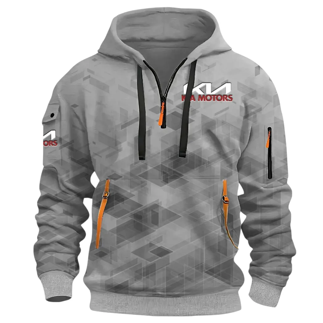 Reliable Automobile Hoodie Half Zip 3D Print, Sporty & Street-Ready Hoodie CAR514 - Gray - Image 3