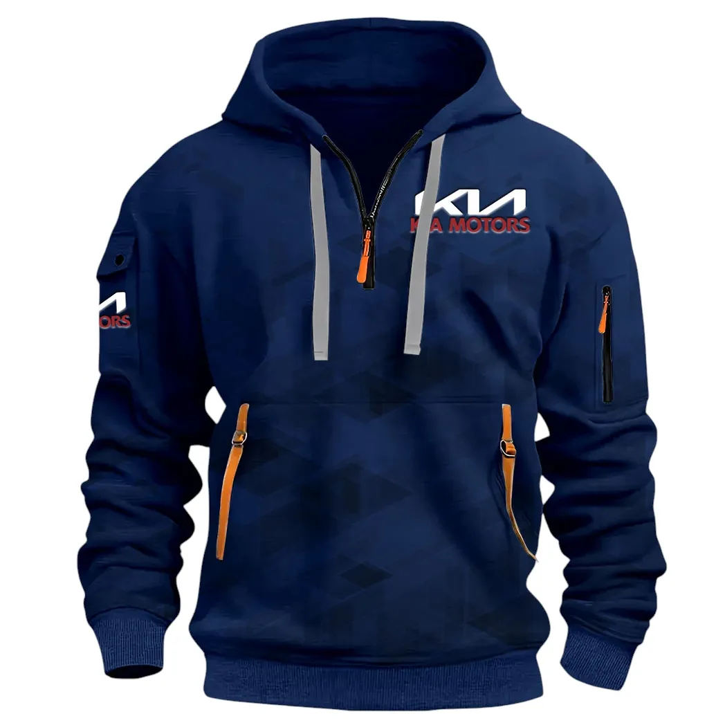 Reliable Automobile Hoodie Half Zip 3D Print, Sporty & Street-Ready Hoodie CAR514 - Navy - Image 3