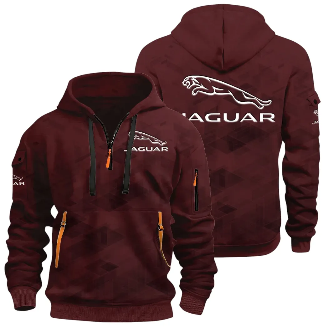 Sophisticated Car Hoodie Half Zip 3D Print, Everyday Comfortable Hoodie CAR514 - Dark Red - Image 4