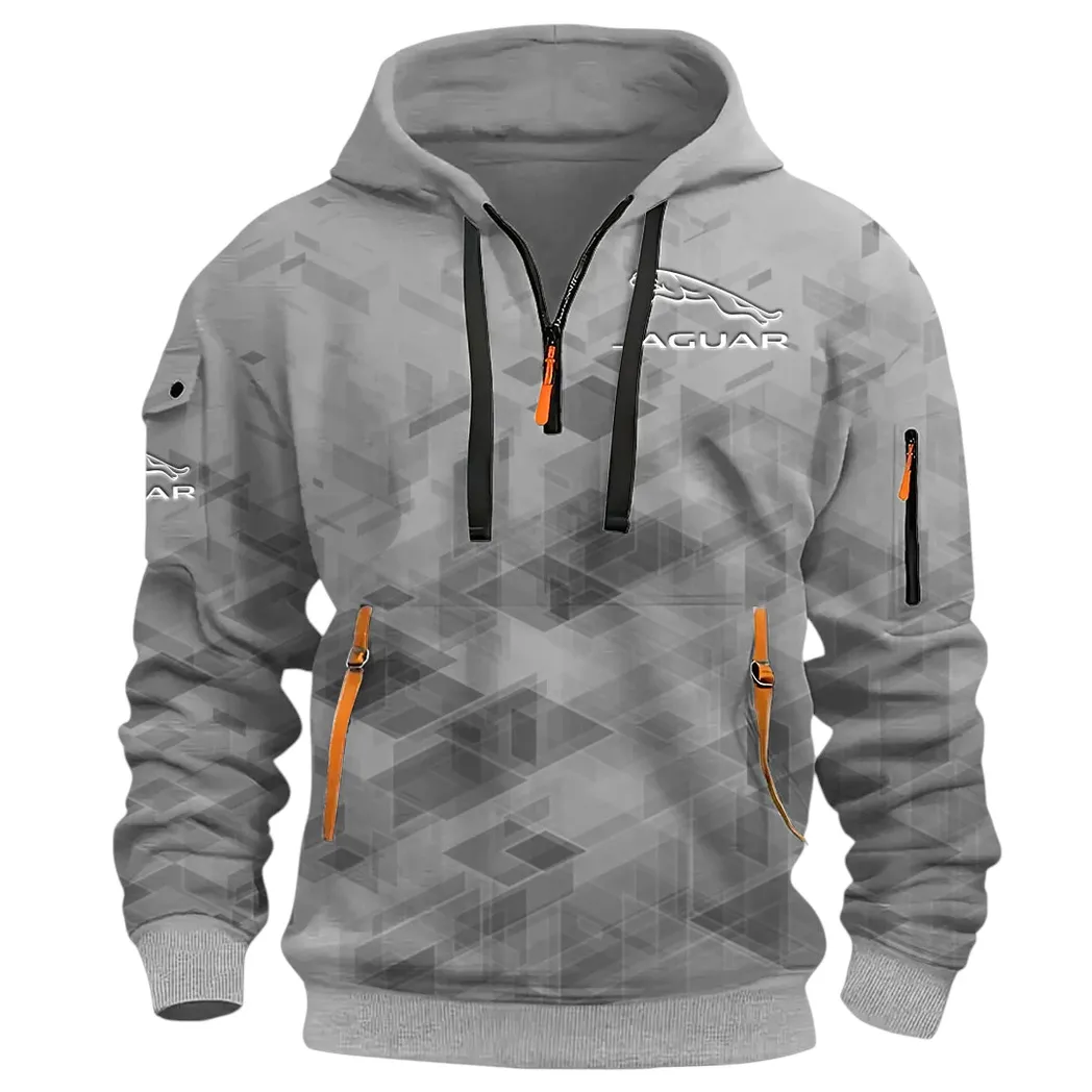 Sophisticated Car Hoodie Half Zip 3D Print, Everyday Comfortable Hoodie CAR514 - Gray - Image 3
