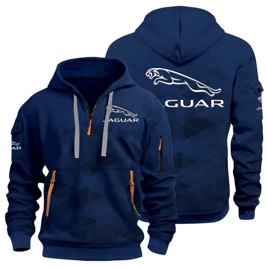 Sophisticated Car Hoodie Half Zip 3D Print, Everyday Comfortable Hoodie CAR514 - Navy - Image 2