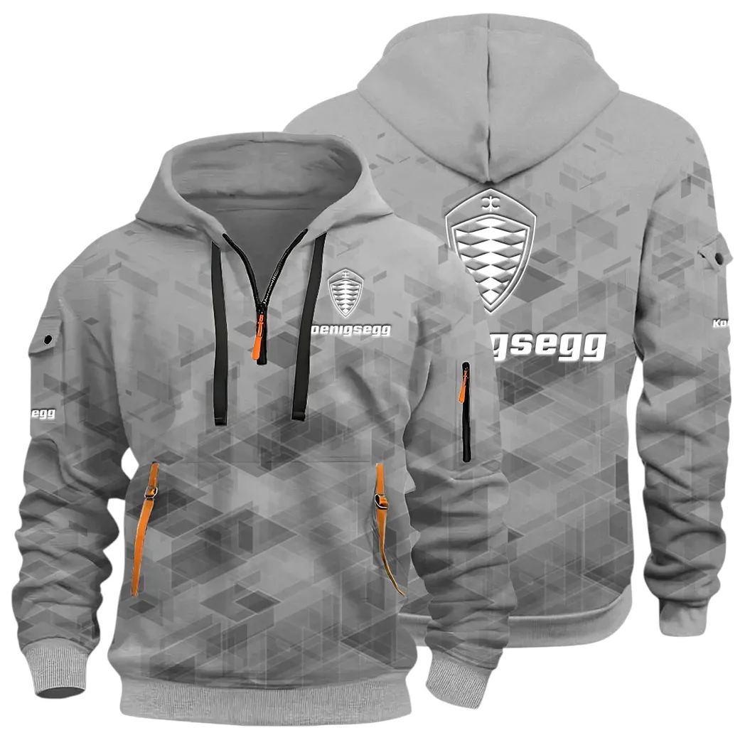 Record-Breaking Auto Hoodie Half Zip 3D Print, Lightweight & Comfortable Streetwear Hoodie CAR514 - Gray - Image 2
