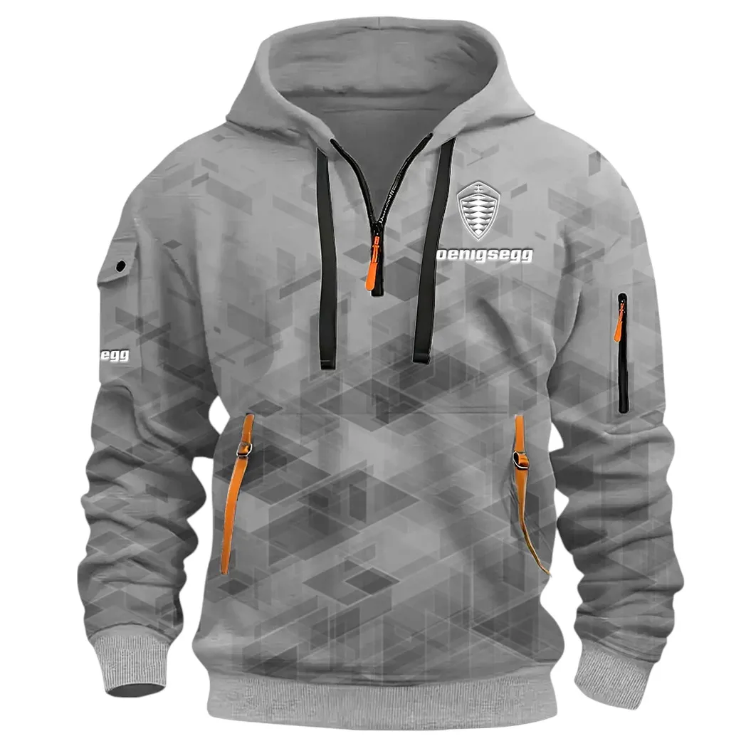 Record-Breaking Auto Hoodie Half Zip 3D Print, Lightweight & Comfortable Streetwear Hoodie CAR514 - Gray - Image 3