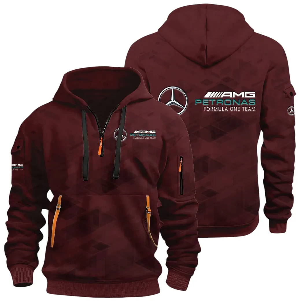 Road Spirit Hoodie Half Zip 3D Print, Comfortable Daily Hoodie CAR514 - Dark Red - Image 2