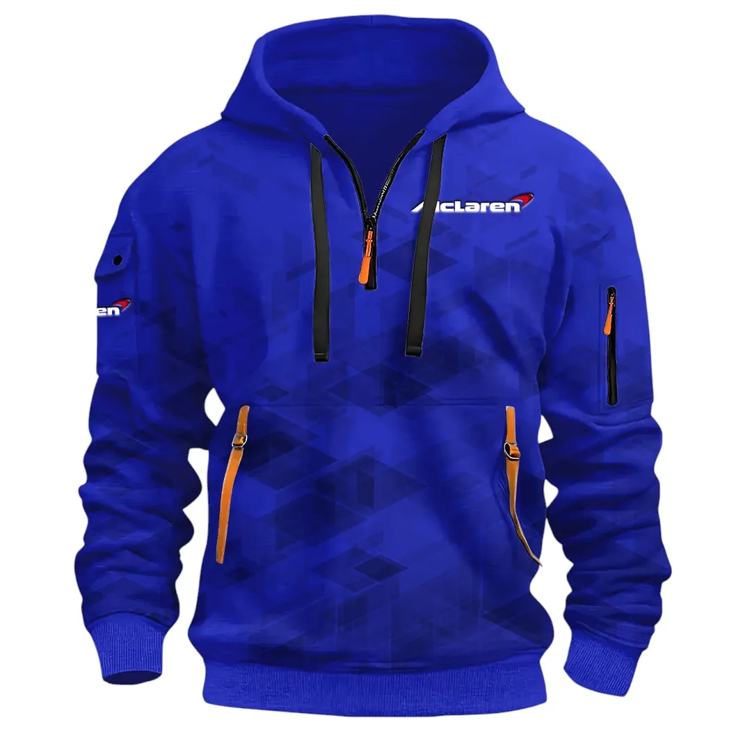 Racing Icon Hoodie Half Zip 3D Print, Sporty Urban Comfort Hoodie CAR514 - Blue - Image 3