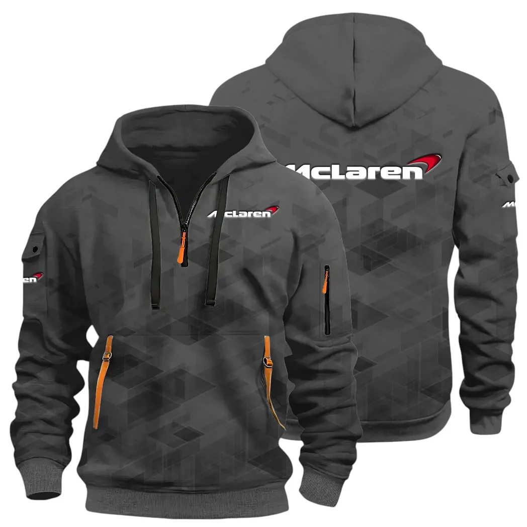 Racing Icon Hoodie Half Zip 3D Print, Sporty Urban Comfort Hoodie CAR514 - Dark Gray - Image 2