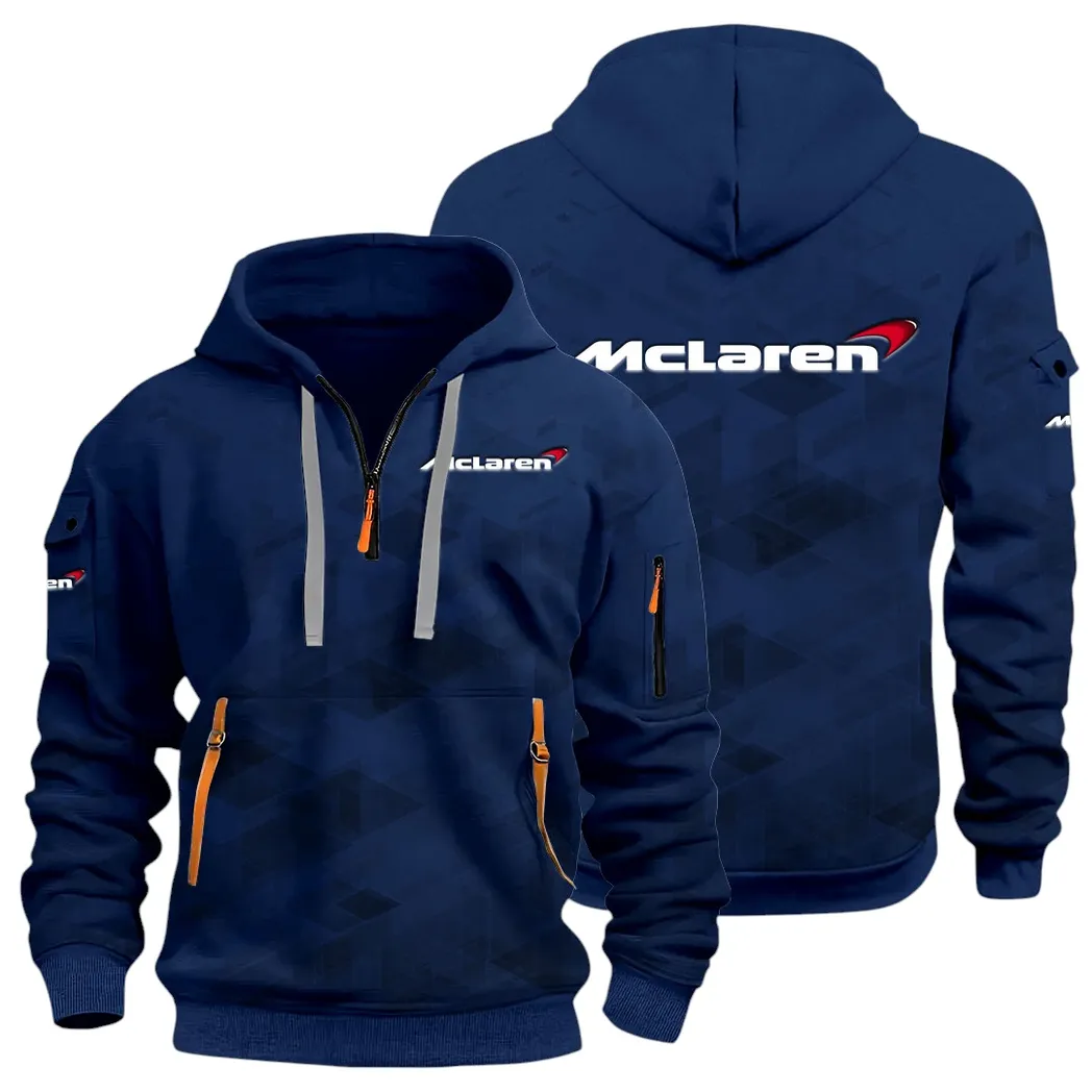 Racing Icon Hoodie Half Zip 3D Print, Sporty Urban Comfort Hoodie CAR514 - Navy - Image 2