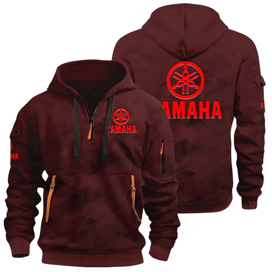 Road Motorcycle Hoodie Half Zip 3D Print, Street-Ready Casual Hoodie CAR514 - Dark Red - Image 3
