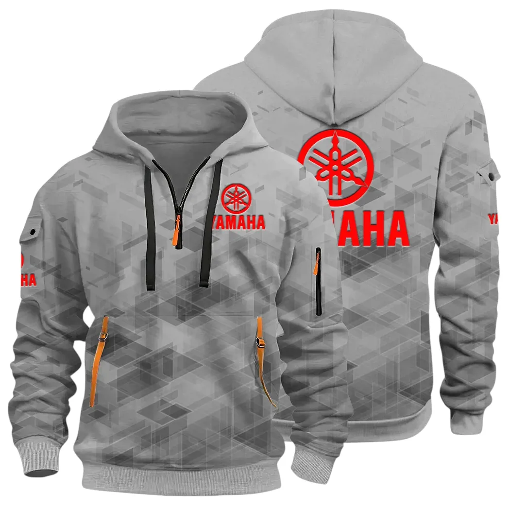 Road Motorcycle Hoodie Half Zip 3D Print, Street-Ready Casual Hoodie CAR514 - Gray - Image 2