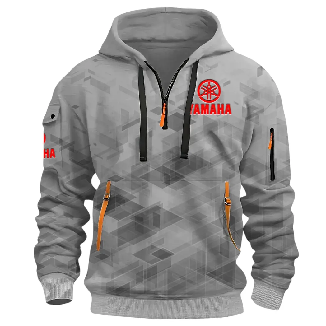 Road Motorcycle Hoodie Half Zip 3D Print, Street-Ready Casual Hoodie CAR514 - Gray - Image 3