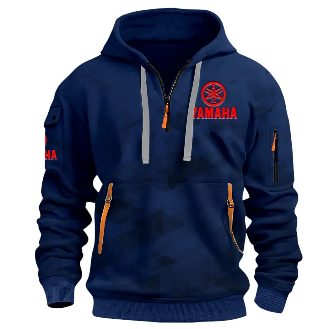 Road Motorcycle Hoodie Half Zip 3D Print, Street-Ready Casual Hoodie CAR514 - Navy - Image 3