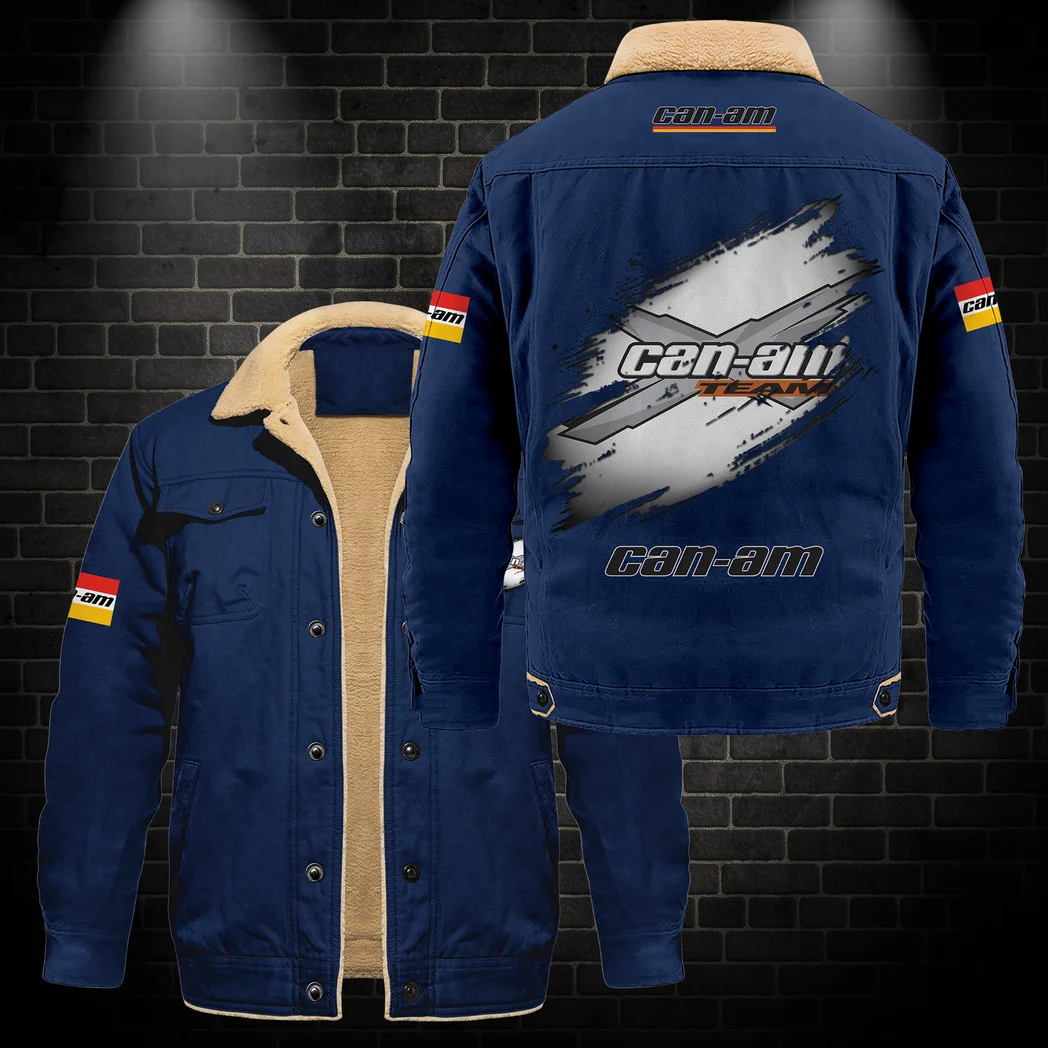 Adventure Bike Jacket Fur Collar Fleece, Motorcycle-Inspired Fleece Outerwear HVN1397CA - Deep Blue - Image 2