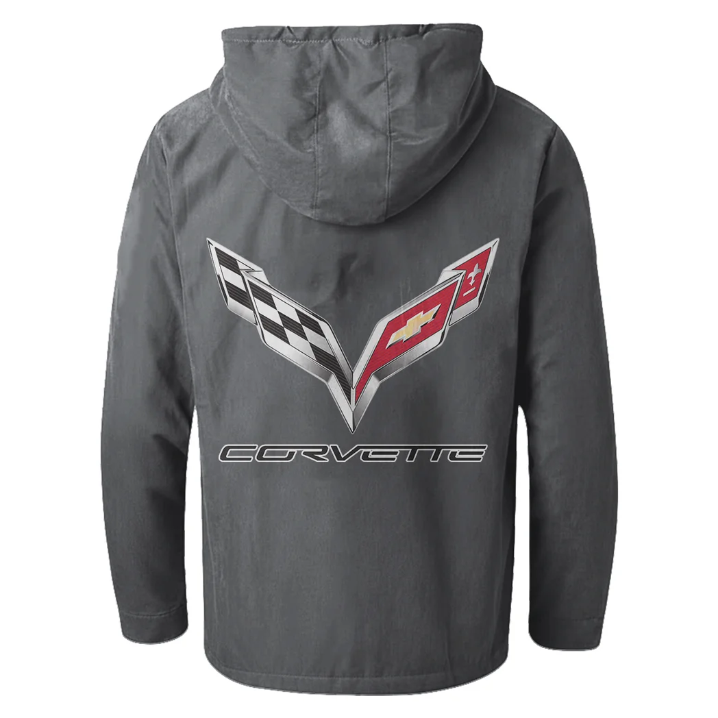 Classic Muscle Car Flannel Hoodie, Motor-Inspired Flannel HVN1330CC - Gray - Image 3