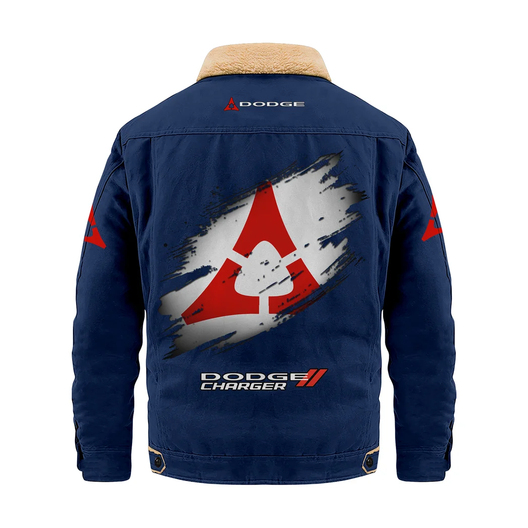 Drag-Ready Car Jacket Fur Collar Fleece, Fur Collar Fleece Jacket HVN1397DC - Deep Blue - Image 3