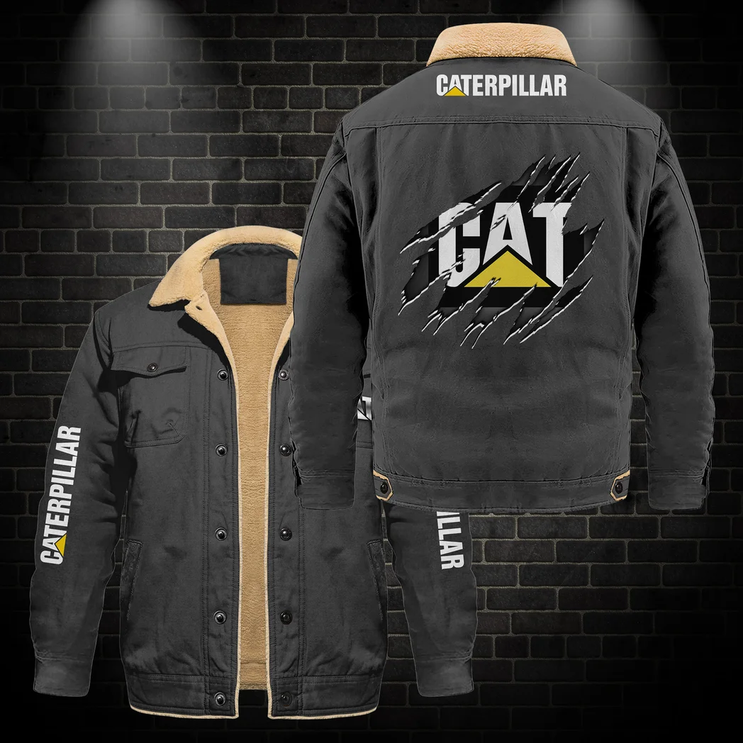 Earthmoving Machine Jacket Fur Collar Fleece, Fleece Outerwear HVN1383CI - Dark Gray - Image 3