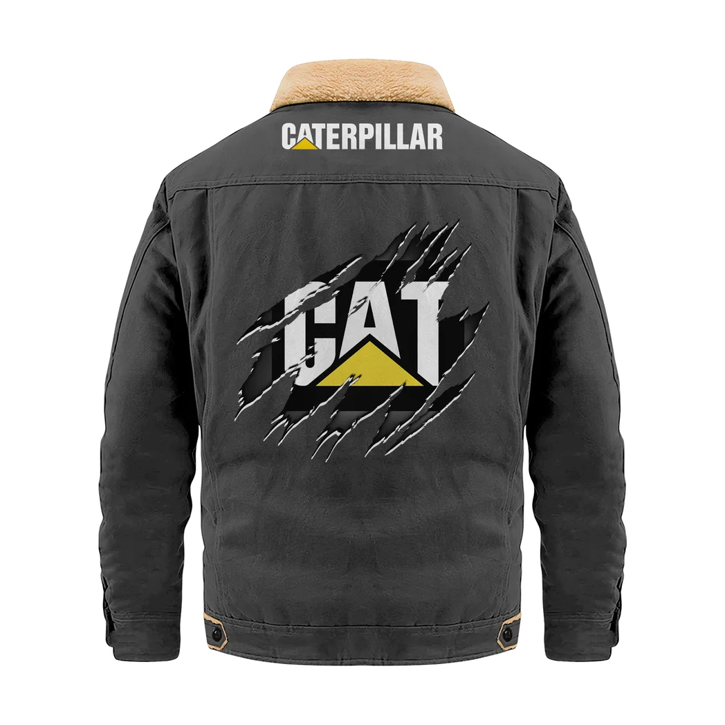 Earthmoving Machine Jacket Fur Collar Fleece, Fleece Outerwear HVN1383CI - Dark Gray - Image 2