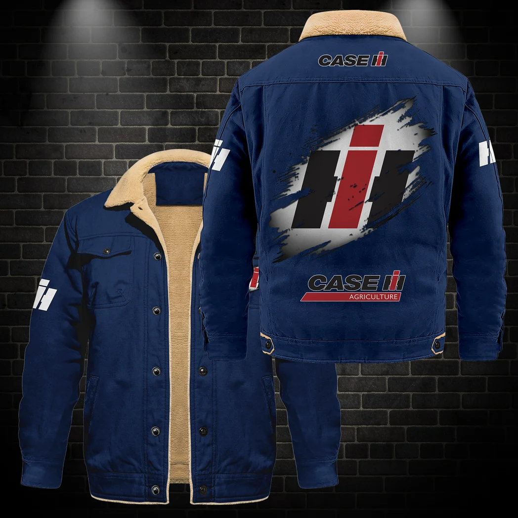 Field Work Machine Jacket Fur Collar Fleece, Motorcycle Fan Warm Jacket HVN1397CS - Deep Blue - Image 2